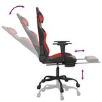 vidaXL Chaise de jeu de massage avec repose-pied Noir&Rouge Similicuir