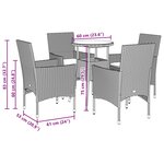 vidaXL Ensemble à manger de jardin et coussins 5Pièces marron rotin verre