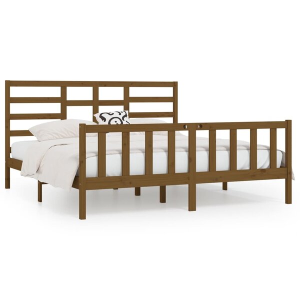 vidaXL Cadre de lit Marron miel Bois de pin massif 200x200 cm