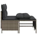 vidaXL Salon de jardin 4 Pièces avec coussins gris résine tressée