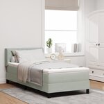 lit box spring vidaXL avec matelas gris clair 90x200 cm en velours
