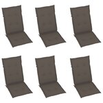 vidaXL Chaises inclinables de jardin lot de 6 et coussins Bois acacia