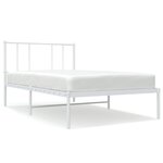 vidaXL Cadre de lit métal avec tête de lit blanc 100x190 cm