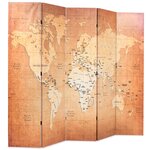 vidaXL Cloison de séparation pliable 200 x 170 cm Carte du monde Jaune