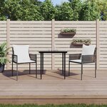 vidaXL Ensemble à manger de jardin 3 Pièces coussins résine tressée acier
