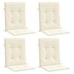 vidaXL Coussins de chaise de jardin à dossier bas lot de 4 crème