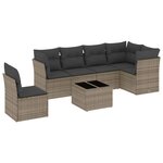 vidaXL Salon de jardin avec coussins 7 Pièces gris résine tressée