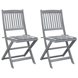vidaXL Chaises pliables d'extérieur 2 Pièces avec coussins Bois d'acacia