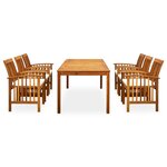 vidaXL Mobilier à dîner de jardin 7 Pièces avec coussins Acacia solide