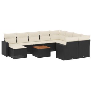 vidaXL Salon de jardin 11 Pièces avec coussins noir résine tressée