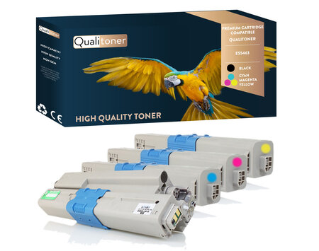 Qualitoner 4 toner oki es5463 noir + cyan + magenta + jaune compatible pour oki oki