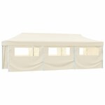 vidaXL Tente de réception pliable avec 8 parois 3x9 m Blanc cassé