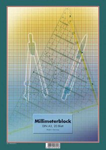 Bloc 20 feuilles papier millimétré A3 80g Ligné rouge LANDRÉ