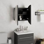 vidaXL Armoire de salle de bain miroir rond et LED Noir 40x40x17 5 cm
