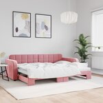 vidaXL Lit de jour avec lit gigogne rose 80x200 cm velours