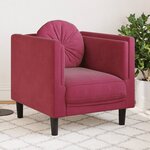 vidaXL Fauteuil avec coussin rouge bordeaux velours