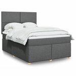 vidaXL Sommier à lattes de lit avec matelas Gris foncé 140x190cm Tissu