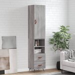 vidaXL Buffet haut Sonoma gris 34 5x34x180 cm Bois d'ingénierie