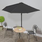 vidaXL Parasol de balcon avec mât en aluminium Noir 300x155x223cm Demi