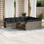 vidaXL Salon de jardin 11 Pièces avec coussins gris résine tressée