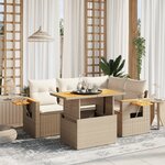 vidaXL Salon de jardin avec coussins 5 Pièces beige résine tressée