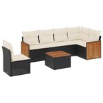 vidaXL Salon de jardin 7 Pièces avec coussins noir résine tressée