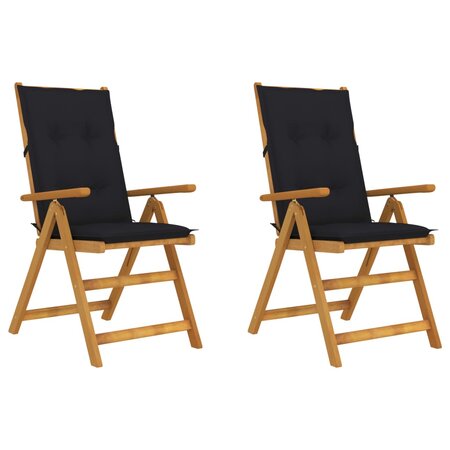 vidaXL Chaises inclinables de jardin 2 Pièces avec coussins Bois d'acacia