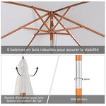Parasol rectangulaire inclinable bois polyester haute densité 2L x 1 5l x 2 3H m crème
