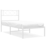 vidaXL Cadre de lit métal sans matelas avec tête de lit blanc 75x190cm