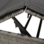 Transat double vidaXL avec toit et rideaux en poly rattan gris