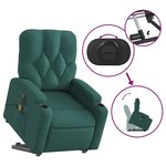 vidaXL Fauteuil inclinable de massage électrique Vert foncé Tissu