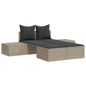 vidaXL Chaise longue double avec coussins gris clair résine tressée