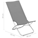 vidaXL Chaises de plage pliables 2 Pièces Gris Tissu