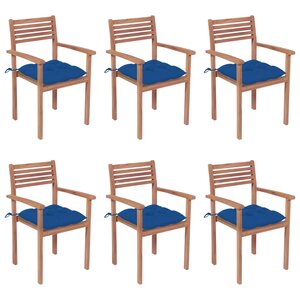 vidaXL Chaises de jardin empilables avec coussins lot de 6 Teck solide