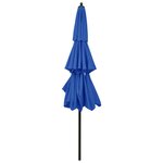 vidaXL Parasol à 3 niveaux avec mât en aluminium Bleu azuré 3 m