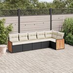 vidaXL Salon de jardin 6 Pièces avec coussins noir résine tressée