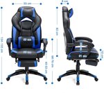 Fauteuil gamer ergonomique chaise gaming fauteuil de bureau avec repose-pieds télescopique appui-tête réglable support lombaire capacité de charge 150 kg lbeu et noir 12_0000603