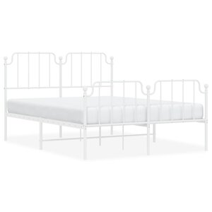 vidaXL Cadre de lit métal avec tête de lit/pied de lit blanc 140x200cm