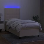 vidaXL Sommier à lattes de lit et matelas et LED Crème 90x200 cm Tissu