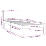 vidaXL Cadre de lit Blanc Bois massif 75x190 cm Petit simple