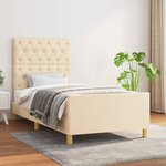 vidaXL Cadre de lit avec tête de lit Crème 80x200 cm Tissu