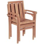 vidaXL Chaises de jardin empilables 2 Pièces Bois de teck solide