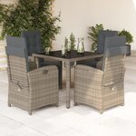 vidaXL Ensemble à manger de jardin 5 Pièces coussins gris résine tressée
