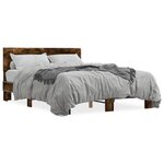 vidaXL Cadre de lit chêne fumé 120x190 cm bois d'ingénierie et métal