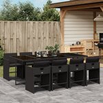 vidaXL Ensemble à manger de jardin 9Pièces coussins noir résine tressée