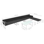 vidaXL Salon de jardin 5 Pièces Textilène Aluminium Noir