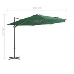 vidaXL Parasol en porte-à-faux avec mât en acier Vert 300 cm