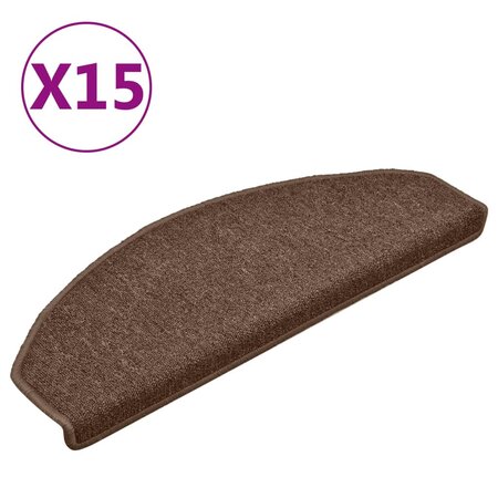 vidaXL Tapis de marches d'escalier 15 Pièces Marron 65x24x4 cm