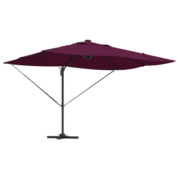 vidaXL Parasol déporté Roma de avec LED Rouge Bordeaux 352x251x265 cm Aluminium