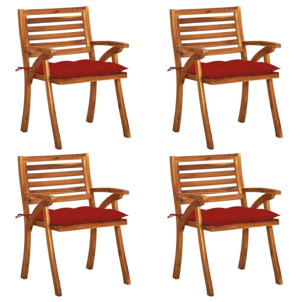 vidaXL Chaises de jardin avec coussins lot de 4 Bois de teck solide